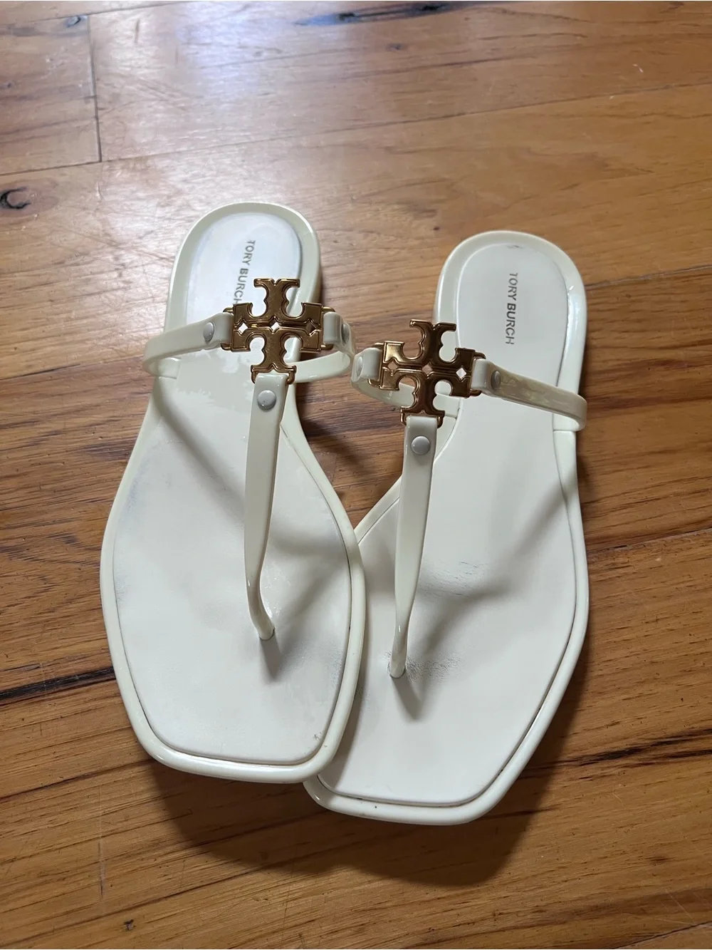 Tory Burch White and gold jelly sandals